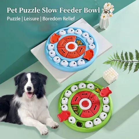 Jouet Puzzle pour Chien Bol Slow Feeder Distributeur Interactif de Friandises pour Animaux Jeu d'Enrichissement Rond pour Petits Chiens