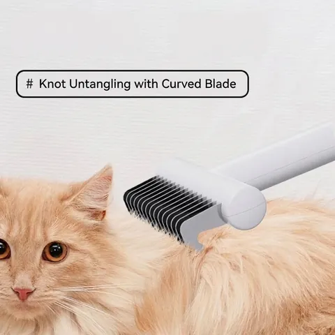 Peine Desenredante para Mascotas Cuchilla de Acero Inoxidable Herramienta de Aseo Profesional Removedor de Pelo para Perros Gatos Pelo Largo