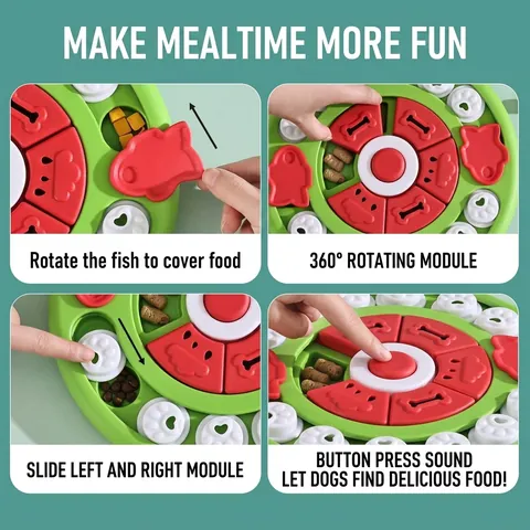 Jouet Puzzle pour Chien Bol Slow Feeder Distributeur Interactif de Friandises pour Animaux Jeu d'Enrichissement Rond pour Petits Chiens