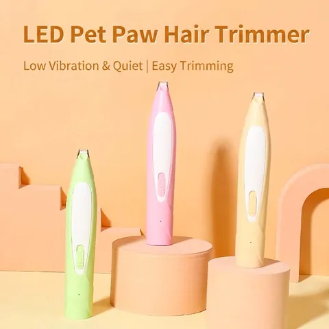 Professional LED Pet Paw Hair Trimmer Rechargeable Quiet Dog Cat Paws Hair Clipper Grooming Tool for Ears Eyes Hygiene