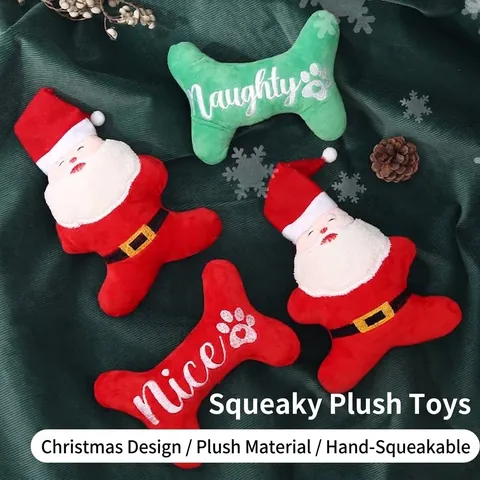 Weihnachten Hund Quietschend Plüschtier Weihnachtsmann Pinguin Knochenform Interaktives Haustier Kauspielzeug Für Hunde Festliche Dekoration
