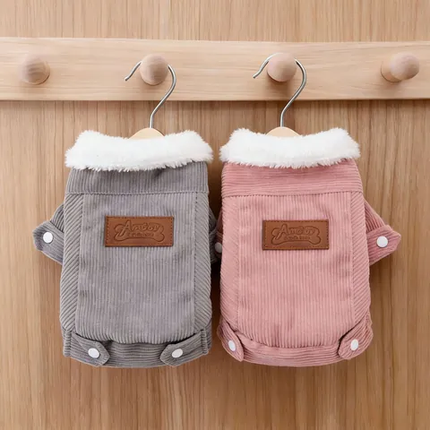 Chaleco de Invierno Cálido para Perro y Gato Chaqueta de Pana con Forro de Borreguito para Mascotas Pequeñas y Medianas