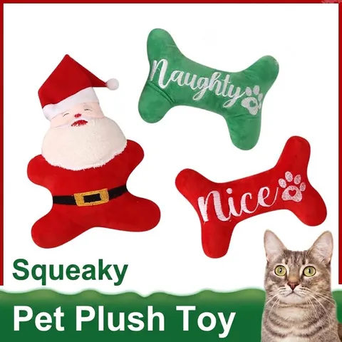 Weihnachten Hund Quietschend Plüschtier Weihnachtsmann Pinguin Knochenform Interaktives Haustier Kauspielzeug Für Hunde Festliche Dekoration