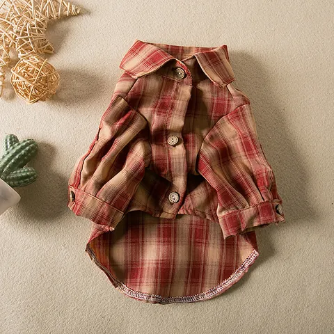 Soft Polyester Pet Plaid Shirt For Dogs And Cats Summer Breathable Checkered Puppy Apparel Small Dog Clothes Teddy Shirt