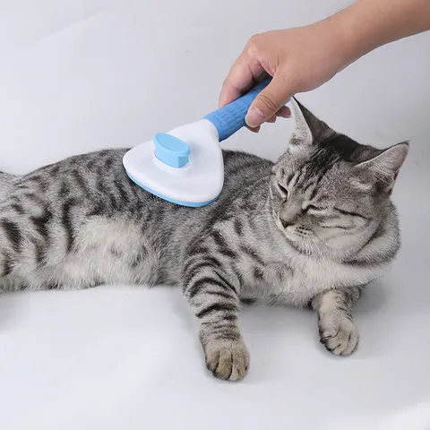 Cepillo para Mascotas Autolimpiante con un Clic para Perros y Gatos Herramienta de Aseo con Agujas de Acero Inoxidable