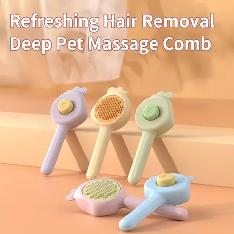 Self Cleaning Cat Brush Pet Grooming Tool Stainless Steel Pin Massage Comb For Shedding Detangling Massage Hair Removal Brush For Cats Dogs