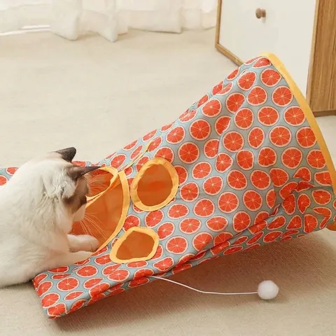 Divertente Tunnel per Gatti in Carta Frusciante per Gattini Tunnel Interattivo Pieghevole per Gatti Con Topo Appeso Pallina di Peluche Nascondiglio Giocattolo