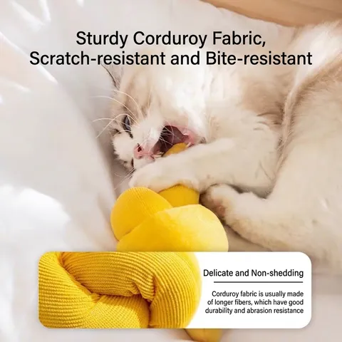 Juguete de Peluche con Nudo para Gatos Almohada de Pana con Menta para Gatos y Papel Crujiente Juguete Interactivo para Limpieza Dental Gatitos