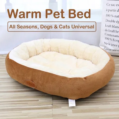 Thickened Oval Pet Bed for Dogs and Cats Warm Long Plush Pet Nest Large Winter Dog Bed Cushion With Optional Cooling Mat