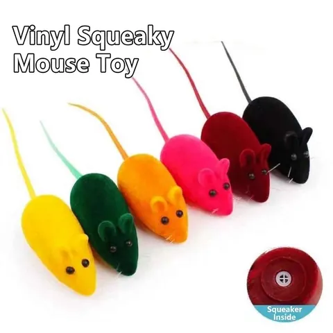 Realistische Beflockte Quietschende Maus Katzenspielzeug Interaktive Mini Vinyl Maus Haustierspielzeug Für Katzen Kätzchen Kauspielzeug
