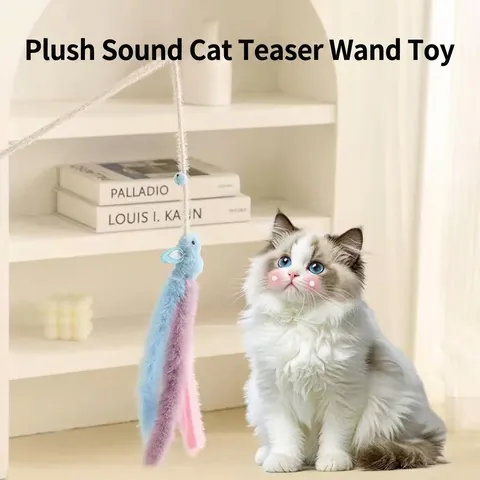 Interaktive Katzenangel Mit Plüsch Kaninchen Spielzeug Und Glocke Langlebiger Langer Stab Katzen Spielzeug Für Innenbereich
