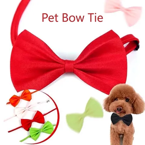 Pajarita Ajustable para Mascotas Perros Gatos Color Sólido Tela Lazo Accesorio de Aseo Cachorro Gatito Decoración de Fiesta