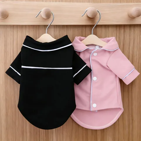 Pijama para Mascotas de Poliéster Suave y Transpirable para Perros Pequeños Gatos Ribete en Contraste Ropa de Dormir para Cachorros