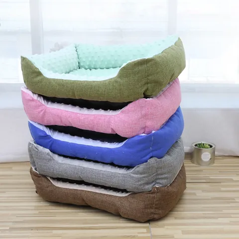 Soft Minky Dot Pet Bed For Dogs Cats Warm Plush Puppy Nest Washable Rectangle Dog Mat With Non-Slip Bottom Comfortable Pet Sleeping Cushion