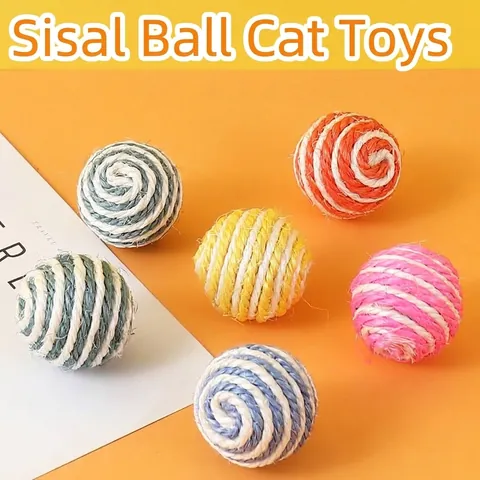 Giocattolo per Gatti con Palla in Sisal Naturale Palla Tiragraffi Intrecciata Interattiva Giocattolo da Masticare per Gatti