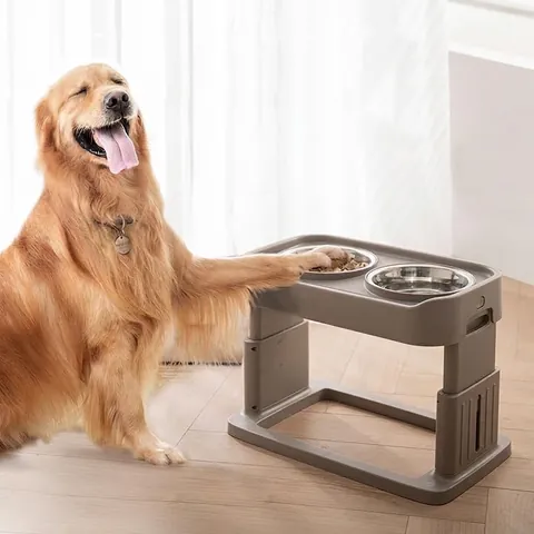 In Hoogte Verstelbare Roestvrijstalen Dubbele Voerbak Voor Huisdieren Afneembaar Grote Capaciteit Voerstation Voor Katten En Honden