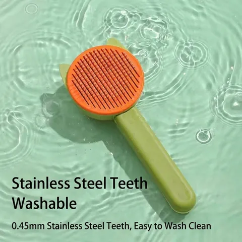 One-Click Self-Cleaning Pet Grooming Comb For Cats And Dogs Stainless Steel Needle Brush For Shedding And Grooming Massage