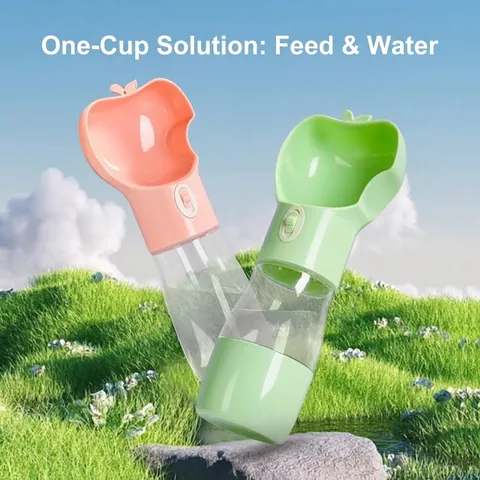 Draagbare Drinkfles voor Honden Appelvorm Outdoor Reis Drinkbak Lekvrij Plastic Huisdier Waterdispenser Voor Honden Katten