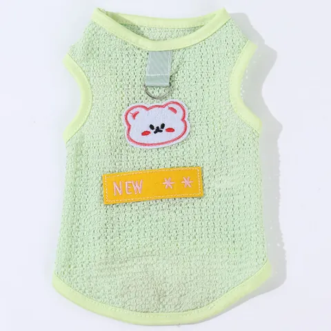 Summer Breathable Mesh Pet Vest For Dogs Cats Cute Bear Embroidered Puppy Harness Tank Top Small Medium Dog Clothes