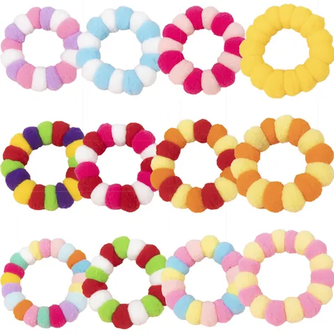 Collier à Pompons Fait à la Main pour Chiens et Chats Anneau de Cou Tissé avec Boules Souples Colorées Noël Décoratif