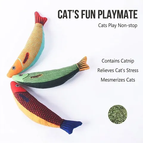 Simulation Linen Fish Cat Toy With Catnip Filling For Biting Teeth Grinding Durable Realistic Interactive Pet Chew Toy For Indoor Kitten