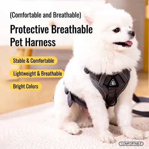 Verstellbares Reflektierendes Atmungsaktives Mesh-Westengeschirr Für Kleine Mittlere Hunde Katzen Ausbruchsicher Weich Gepolstert Gehleine Polyester Hundegeschirr