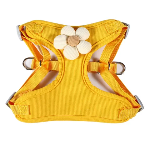Pet Harness And Leash Set For Small Dogs Cats Floral Pattern Adjustable Polyester Vest Harness Walking Traction Rope
