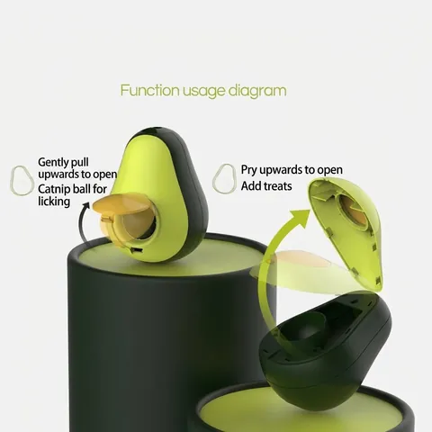 Avocado Shaped Cat Tumbler Toy With Rotating Catnip Ball And Slow Feeder Interactive Teaser Stick Toy For Indoor Cats Self-Entertaining