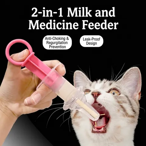 Pet Syringe Feeder With Graduated Scale And Silicone Soft Tip For Kittens Puppies Anti-Choking BPA Free Precise Feeding Tool