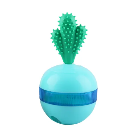 Cactus Shape Pet Tumbler Toy Slow Feeder Dispensing Toy For Dogs Cats Interactive Intelligence Training Teeth Cleaning Toy