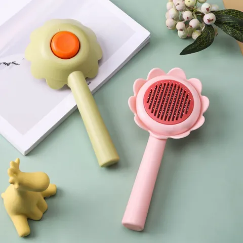 Sunflower Pet Slicker Brush ABS Stainless Steel Self-Cleaning Deshedding Massage Comb For Cats And Dogs Hair Grooming Tools