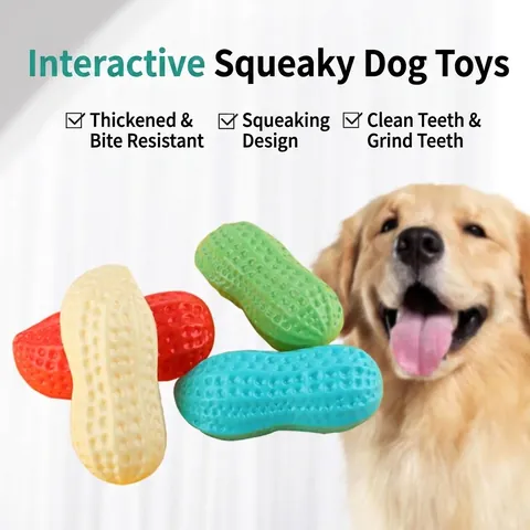 Squeaky Peanut Dog Toy Simulation Milk Scent Vinyl Durable Chew Toy For Teeth Cleaning Interactive Pet Play Squeaker Toy For Dogs
