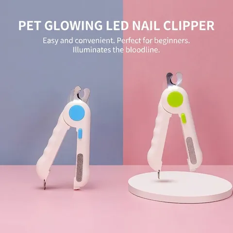 Professional LED Pet Nail Clipper For Cats And Dogs Stainless Steel Trimmer With Bloodline Illumination Light Safety Grooming Tool