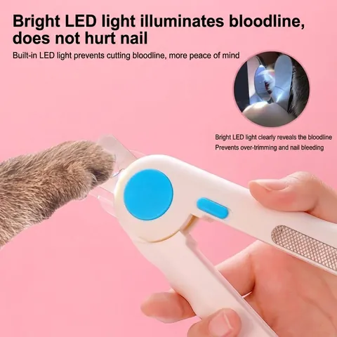 Professional LED Pet Nail Clipper For Cats And Dogs Stainless Steel Trimmer With Bloodline Illumination Light Safety Grooming Tool