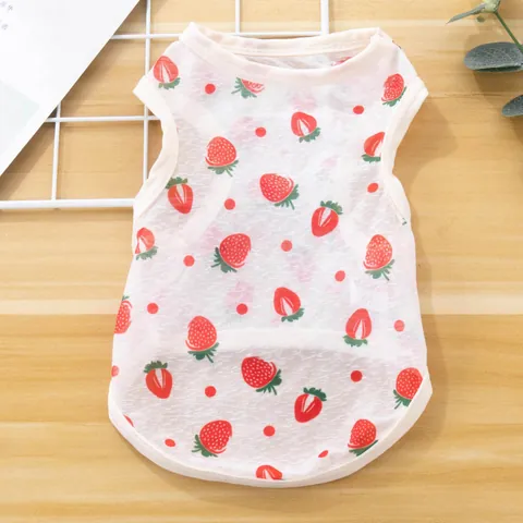 Haustier Sommer Sonnenschutz Weste Weich Atmungsaktiv Polyester Mesh T-Shirt Cartoon Druck Hund Katze Welpen Kleintier Kleidung