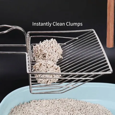Large Chrome-Plated Iron Metal Cat Litter Scoop Rustproof Hanging High-Efficiency Sifter Tool For Deep Litter Boxes Pet Cleaning