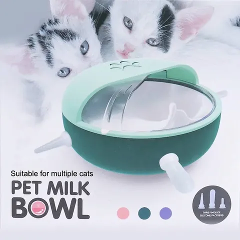 Cuenco de Lactancia Biónico para Mascotas Gatitos Cachorros Hámsters Tetinas de Silicona de Múltiples Bocas Cuenco de Plástico