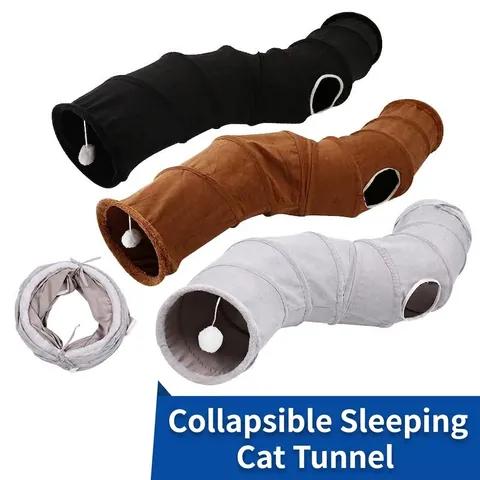 Foldable S-Shaped Cat Tunnel Toy Polyester Suede Fabric Interactive Kitten Tunnel With Plush Ball For Indoor Play Rest