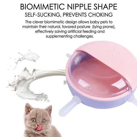 Cuenco de Lactancia Biónico para Mascotas Gatitos Cachorros Hámsters Tetinas de Silicona de Múltiples Bocas Cuenco de Plástico