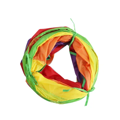 Rainbow S-Shaped Cat Tunnel Foldable Interactive Pet Toy With Four Openings Polyester Breathable Tube For Indoor Cats