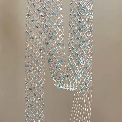 Luxus Kupfer Hohl Netz Kreis Anhänger Lange Halskette Versilbert Glasperle Quaste Pulloverkette Mode Damen Schmuck