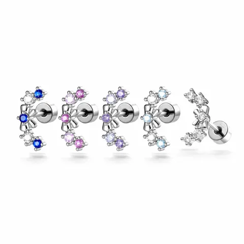 Titan-Legierung Stab Kupfer Schleife Zirkonia Knorpel Ohrstecker Gebogene Piercing Schmuck Für Damen Mädchen Geschenk