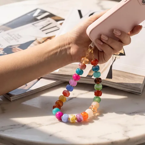 Boheemse Kleurrijke Acryl Hars Kralen Telefoonketting Dopamine Kleur Tas Charm Sleutelhanger Vrouwen Mode Telefoon Lanyard Strap