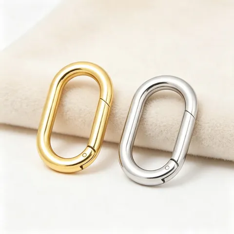 Stainless Steel Oval Spring Ring Clasp Push Gate Snap Hook For Keyring Bag Charm Accessories Oval Track Jewelry Making Findings