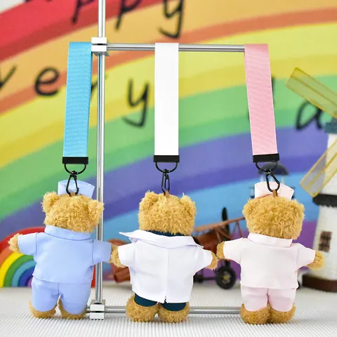 Cute Doctor Nurse Teddy Bear Plush Toy Medical Professional Stuffed Animal Doll Hospital Gift Toy With Lanyard Keychain