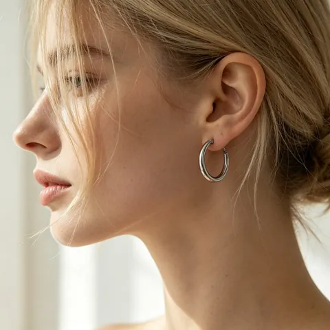 Stainless Steel Hoop Earrings For Women Minimalist Initial Disc Rhinestone Ball Charm Earrings Geometric Silver Gold Rose Gold Jewelry