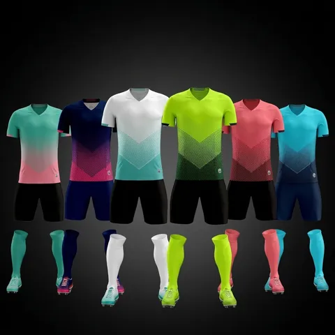 Completo da Calcio Unisex Asciugatura Rapida Sfumato a Righe Tuta da Allenamento Maglia Sopra E Sotto Per Uomo Donna Bambino