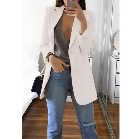 Γυναικείο Σακάκι Μπλέιζερ Στενή Εφαρμογή Casual Πέτο Ανοιχτό Μονόχρωμο Πολυεστέρας Μάτισμα Γραφείο Άνοιξη Φθινόπωρο Top