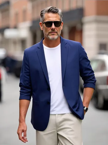 Men Slim Fit Casual Blazer Notched Lapel Single Breasted Suit Jacket Lightweight Polyester Sport Coat For Spring Autumn Office Business Top