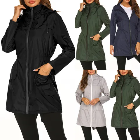 Dames Lichtgewicht Waterdichte Outdoor Windjack Met Capuchon En Trekkoord In De Taille Jas Herfst Winter Regenjas Top
